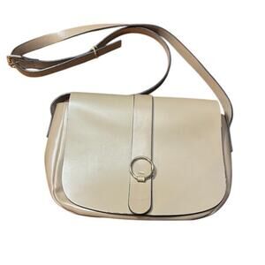 Vittoria Napoli leather purse shoulder bag made in Italy beige w gold accents
